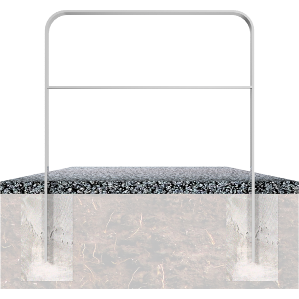 Lean-on hoop made of flat bar steel | bent, 80 x 12 mm | in curved design | with cross bar | total width: 750 mm | hot-dip galvanized